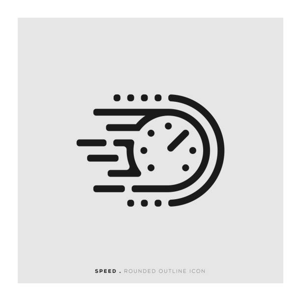 속도 둥근된 라인 아이콘 - clock face symbol computer icon gauge stock illustrations