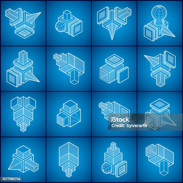 Engineer Abstract Shape Engineering Abstract Shape Vectors Set Stock Illustration - Download ...