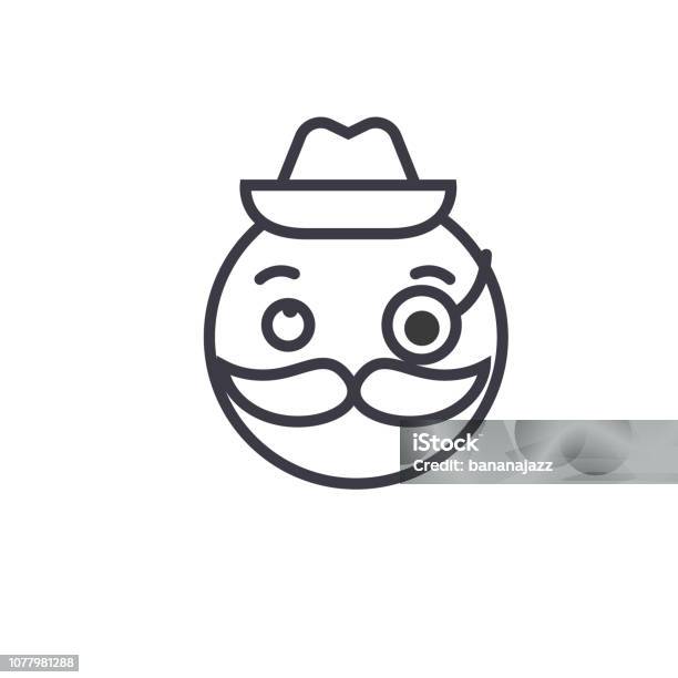 Gentlemen Emoji Concept Line Editable Vector Concept Icon Gentlemen Emoji Concept Linear Emotion Illustration Stock Illustration - Download Image Now
