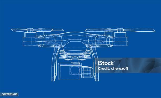 Drone Concept Vector Rendering Of 3d Stock Illustration - Download Image Now - Drone, Blueprint, Vector