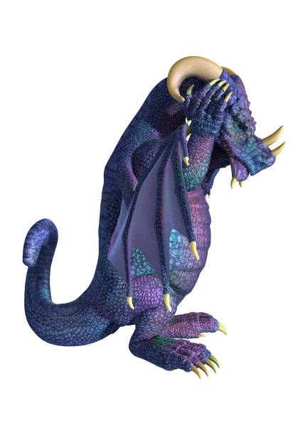 3D rendering of a blue fantasy dragon isolated on white background