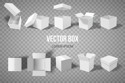 Box Closed Raster A Set Of Open And Closed Boxes In Different Angles Isometry In ...
