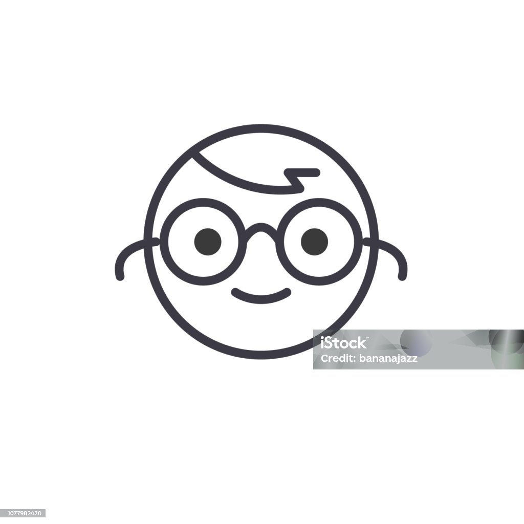 Nerdy Emoji concept line editable vector, concept icon. Nerdy Emoji concept linear emotion illustration Nerdy Emoji concept line editable vector concept icon. Nerdy Emoji concept linear emotion illustration Nerd stock vector