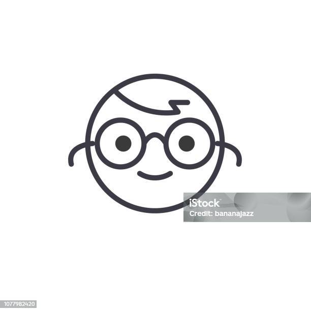 Nerdy Emoji Concept Line Editable Vector Concept Icon Nerdy Emoji Concept Linear Emotion Illustration Stock Illustration - Download Image Now