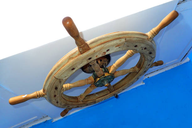 istock boat steer on the boat 1077985034