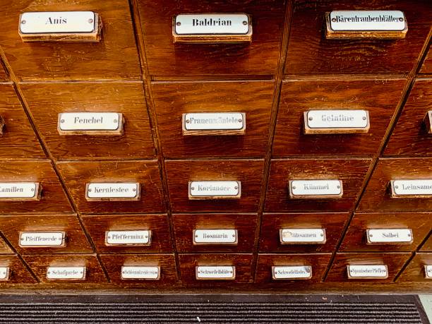 Pharmacy cabinet with German spice names