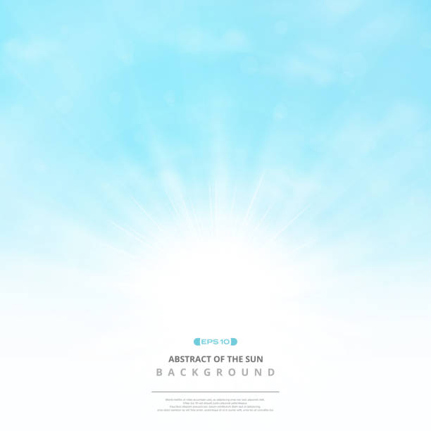 Abstract of the sun with clouds on soft blue sky background. Abstract of the sun with clouds on soft blue sky background, vector eps10 stratosphere stock illustrations