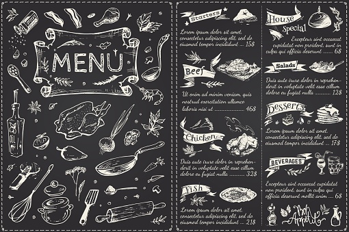 Vintage menu main page design. Hand drawn vector