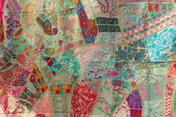 istock Patchwork of indium. India embroidery colored. Bright multicolored Indian oriental background 1077993860