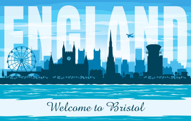 ilustrații de stoc cu bristol marea britanie city skyline silueta - bristol