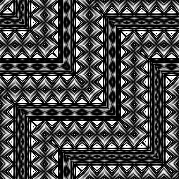 illustrazioni stock, clip art, cartoni animati e icone di tendenza di design senza cuciture monocromatico a zigzag - tetragon