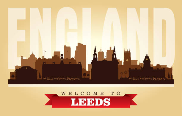 illustrazioni stock, clip art, cartoni animati e icone di tendenza di leeds skyline della città del regno unito silhouette - leeds england uk city famous place