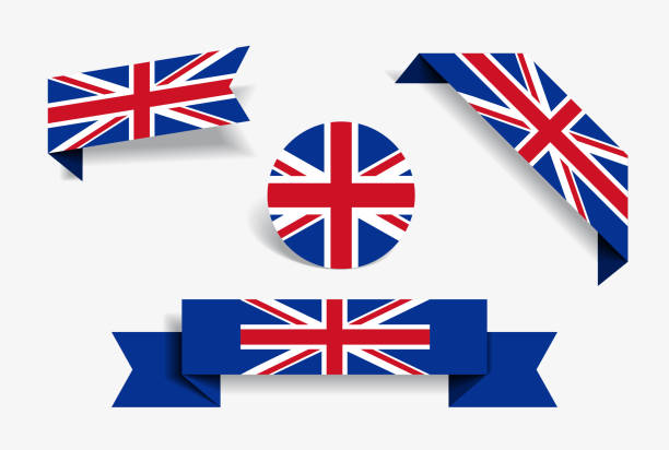 großbritannien fahne aufkleber und etiketten. vektor-illustration. - uk map british flag england stock-grafiken, -clipart, -cartoons und -symbole