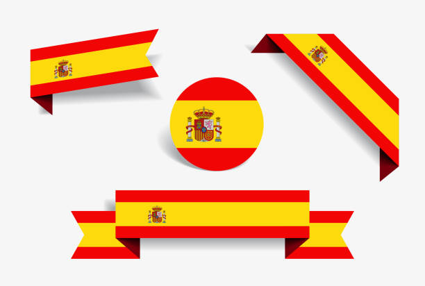 наклейки и этикетки испанского флага. векторная иллюстрация. - испанский флаг stock illustrations