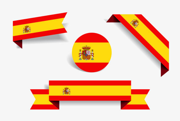 Spanish flag stickers and labels. Vector illustration. Spanish flag stickers and labels set. Vector illustration. spanish flag stock illustrations