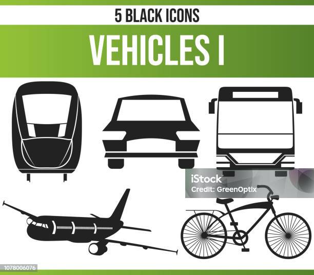 Black Icon Set Vehicle I Stock Illustration - Download Image Now - High Speed Train, Train - Vehicle, Travel
