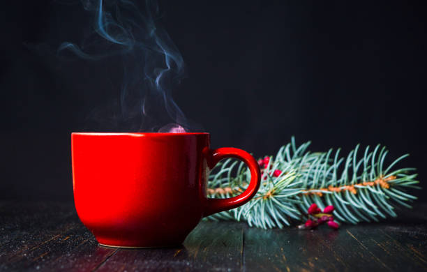 istock Winter cup of coffee smoking on the table 1078006764