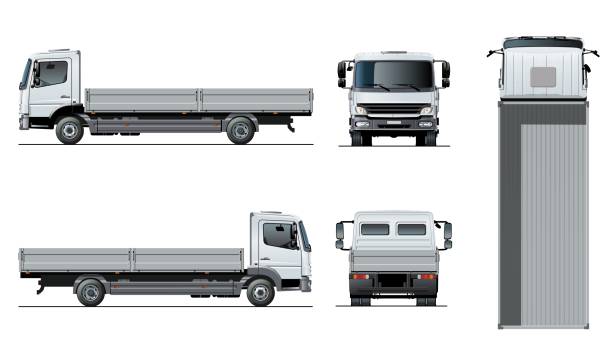 vektor pritsche lkw vorlage isoliert auf weiss - truck pick up truck side view car stock-grafiken, -clipart, -cartoons und -symbole