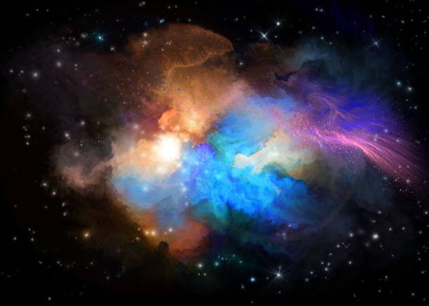 ilustraciones, imágenes clip art, dibujos animados e iconos de stock de nebulosa pintado multicolor - nebula