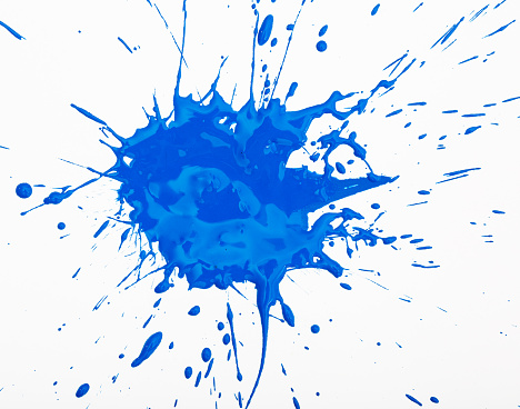 Deep blue paint spot isolated on white background