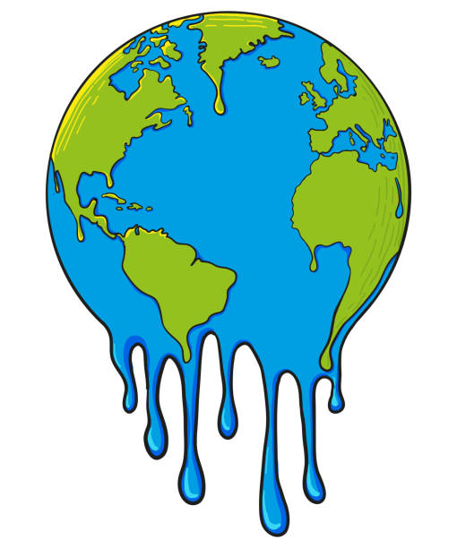 глобальное потепление и засуха концепция иллюстрация с таянием земли - changing form climate global warming vector stock illustrations