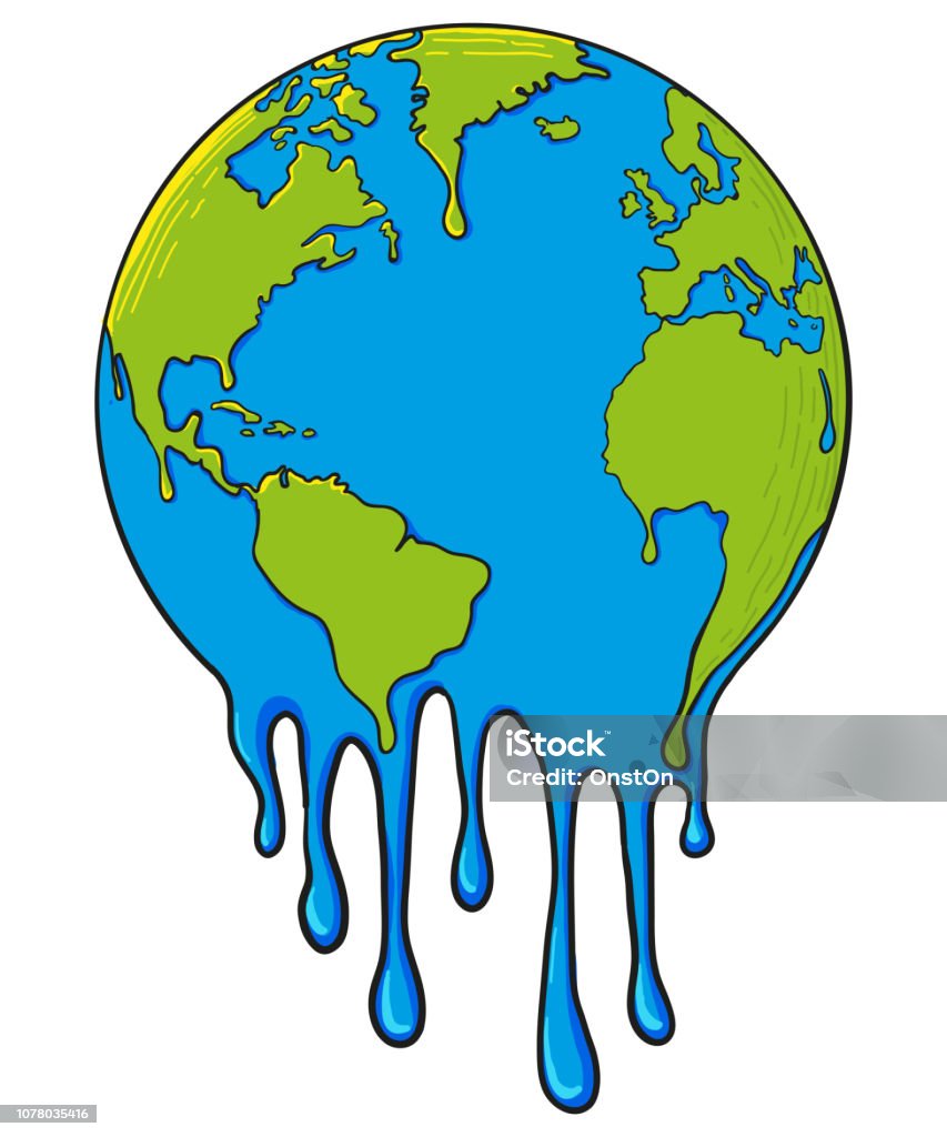 Global Warming and Drought Concept Illustration with Melting of Earth Melting of Earth Vector Illustration Planet Earth stock vector