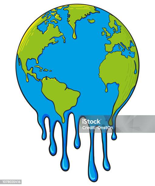 Global Warming And Drought Concept Illustration With Melting Of Earth Stock Illustration - Download Image Now