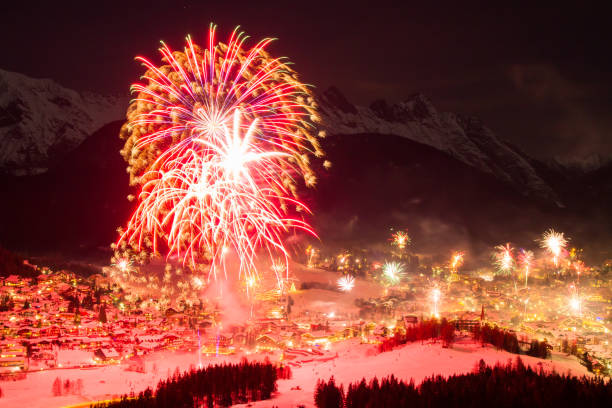 istock New Year Firework Winter Village 1078037694
