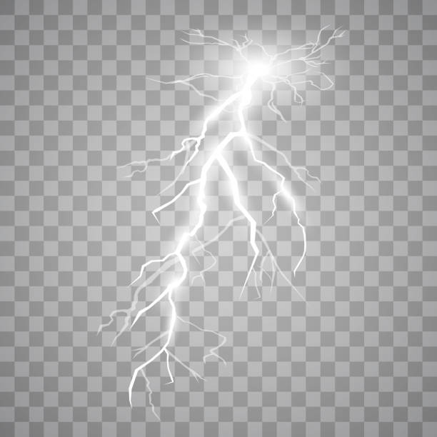 Set of lights Set of lights. Thunder-storm and lights. Magic and bright lighting effects. Vector Illustration lightning rain thunderstorm storm stock illustrations