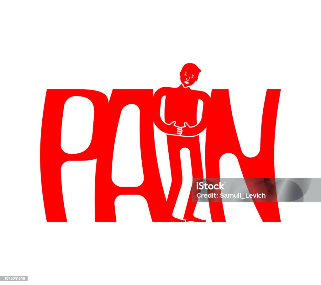 Pain symbol lettering. Sick person. Typography Letters and Disease Human Adult stock vector