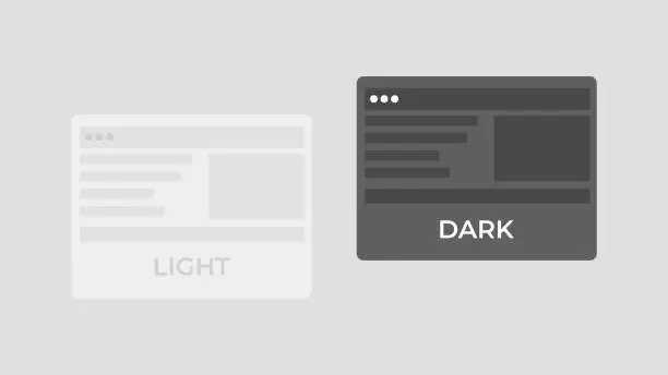 Vector illustration of Dark light theme cards