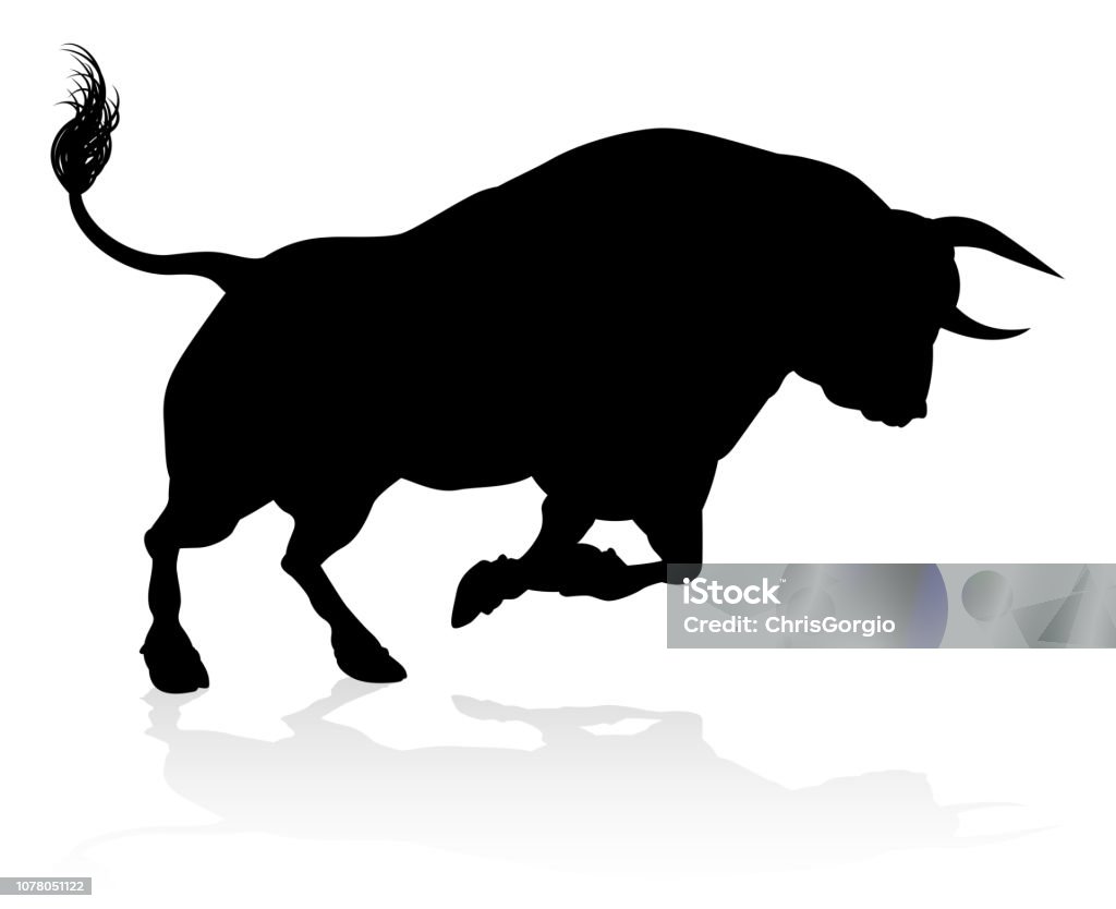 Silhouette Bull A high quality detailed bull male cow cattle animal silhouette Bull - Animal stock vector