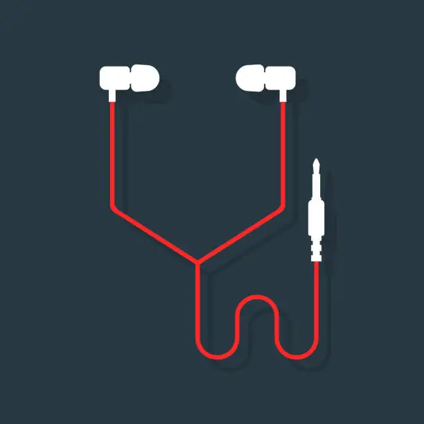 Vector illustration of white and red headphones