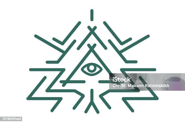 All Seeing Eye And Magic Symbol Inside Triangle Stock Illustration - Download Image Now - Abstract, Alchemy, Backgrounds