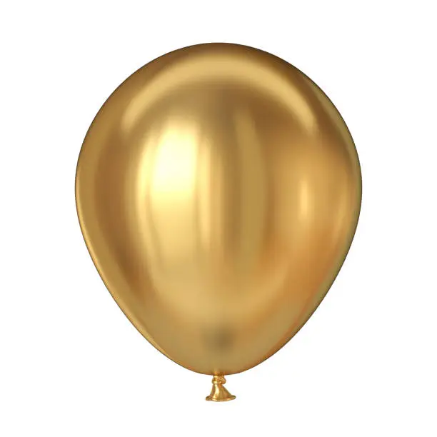 Golden balloon 3D rendering illustration isolated on white background