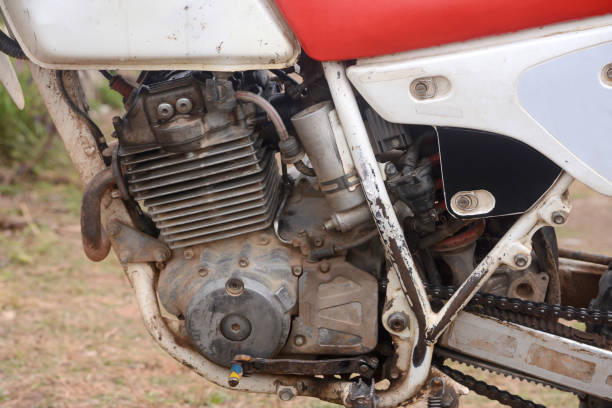 istock Close-up of a cafe-racer motorcycle engine 1078073042