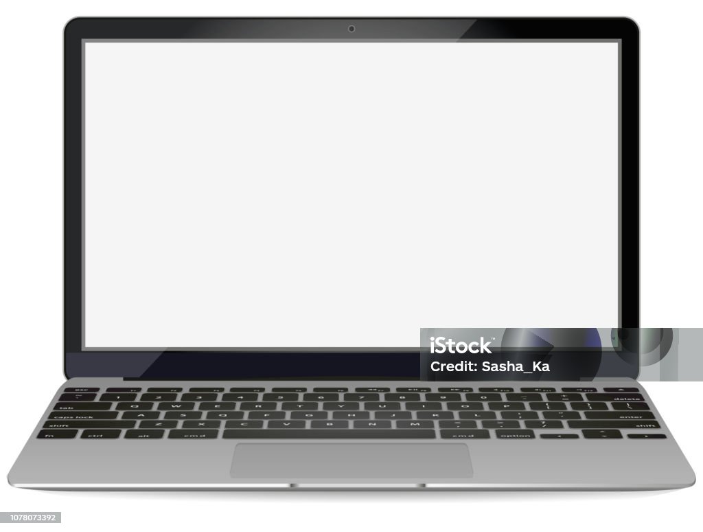 mockup with blank screen - front view.Open laptop with blank screen isolated on background - vector illustration. mockup with blank screen - front view.Open laptop with blank screen isolated on background - vector illustration Laptop stock vector