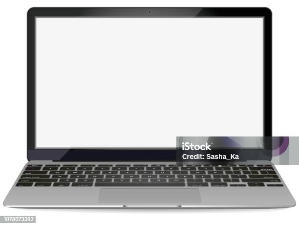 Mockup With Blank Screen Front Viewopen Laptop With Blank Screen Isolated On Background Vector Illustration Stock Illustration - Download Image Now