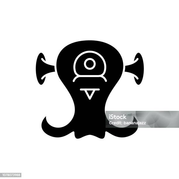 Alien Creature Black Icon Vector Sign On Isolated Background Alien Creature Concept Symbol Illustration Stock Illustration - Download Image Now