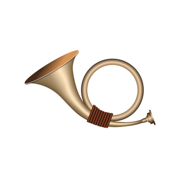 ilustrações de stock, clip art, desenhos animados e ícones de cooper hunting horn - trumpet musical instrument wind instrument flugelhorn