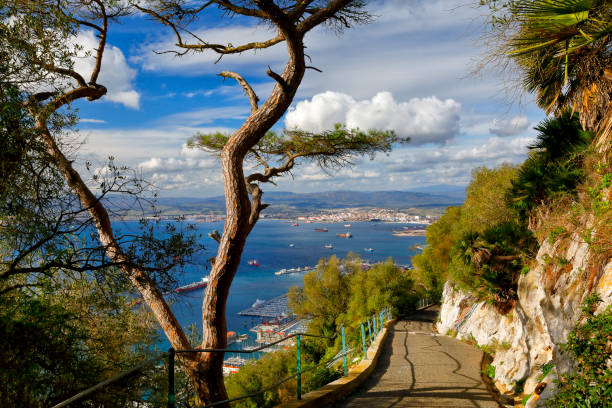 vue du rocher de gibraltar - rock of gibraltar photos et images de collection