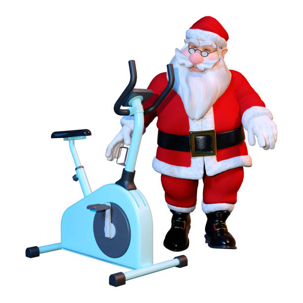 istock 3D illustration Christmas Santa exercising on white 1078078532