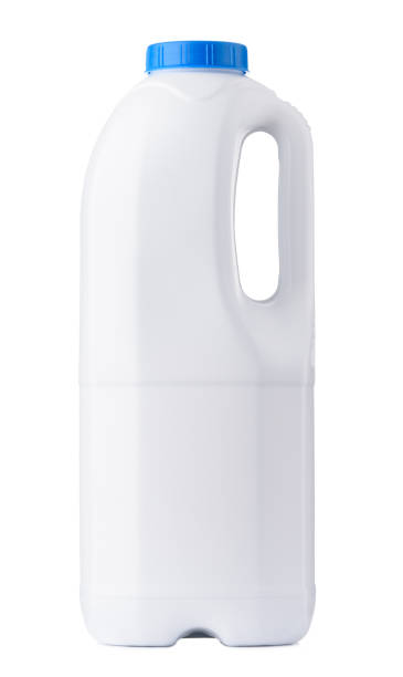 istock Big white blank plastic milk bottle with blue cap 1078078766