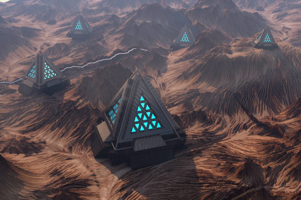istock Futuristic houses on a desert 1078080968