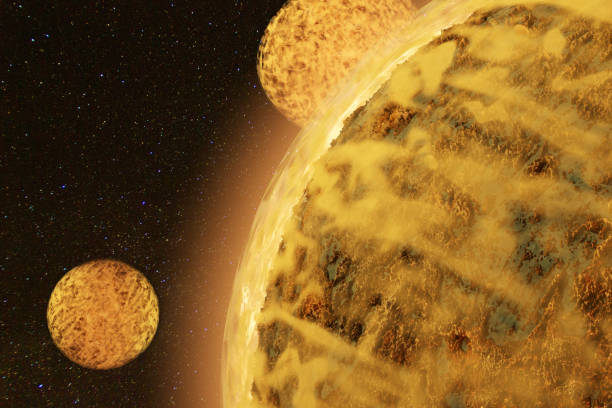 istock Rocky landscape with gas atmosphere. Planet surface 1078080970