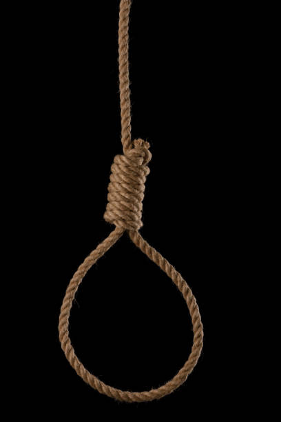 istock Noose with tight hangman knot isolated on black 1078081138