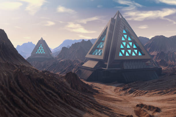 istock Futuristic houses on a desert 1078081150