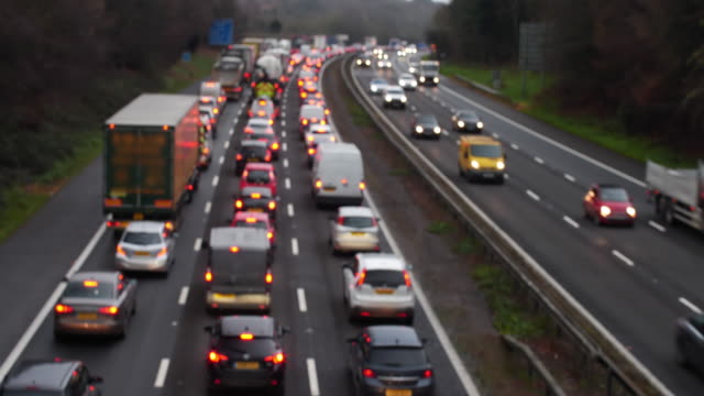 Motorway traffic jam westbound, M25 Greater London.