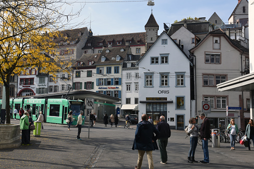 The Barfüsserplatz is a public square in the old town of Basel City. The Image was captured during autumn season.