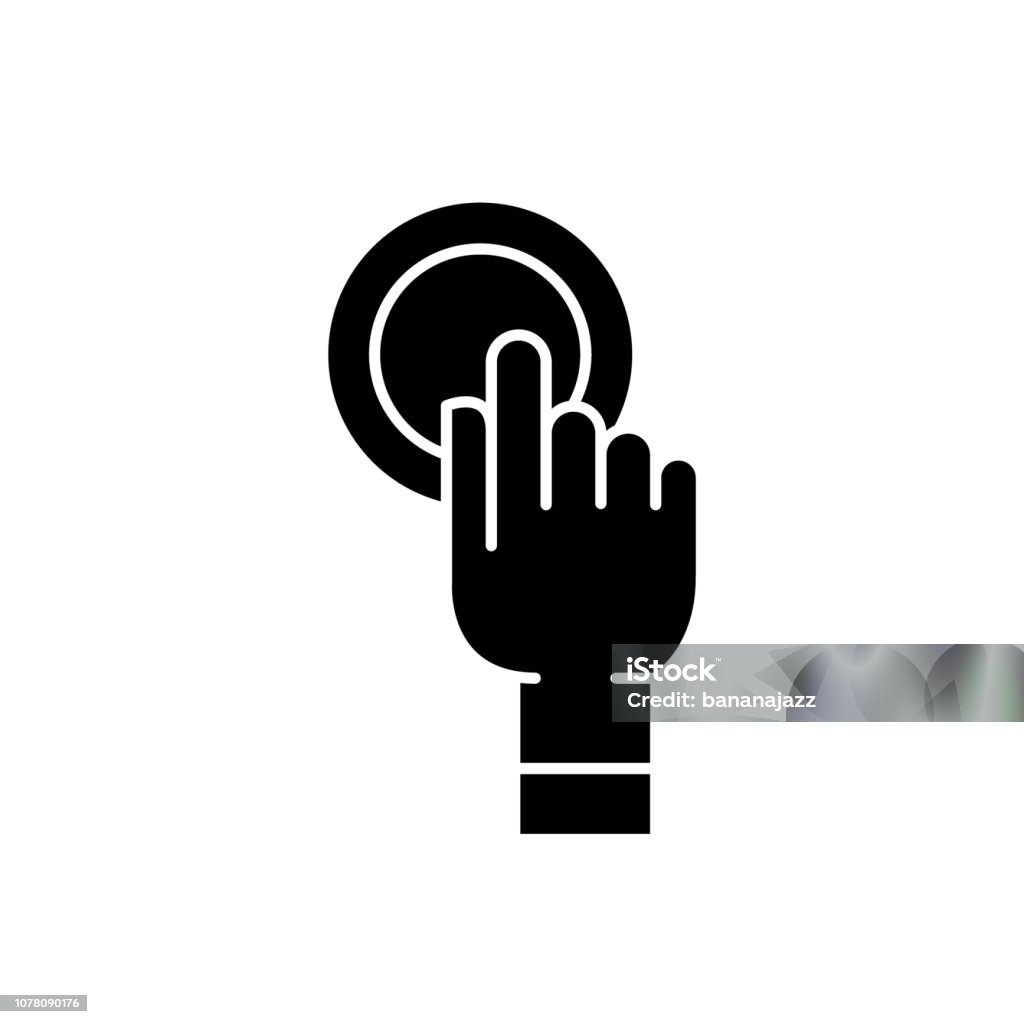 Finger touch black icon, vector sign on isolated background. Finger touch concept symbol, illustration Finger touch black icon, concept vector sign on isolated background. Finger touch illustration, symbol Adult stock vector